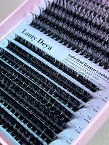2款漫画风格假睫毛簇，尖头假睫毛，单根假睫毛簇，尖头+60D+80D+100D多款自然妆效，216/280根，14-20mm/9-16mm混合长度，猫眼浓密水润假睫毛，可重复使用，单根分段式假睫毛，轻盈柔软，适合在家DIY嫁接睫毛。 - 黑色 - 查看 4