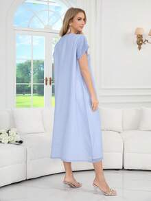 2026 New Style Elegant Embroidered V-Neck Jalabia Dress, Ramadan Traditional Arabian Women Clothing - White - View 10