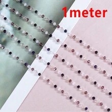 1m Stainless Steel Colorful Glass Beaded Chain, Suitable For DIY Necklace, Bracelet, Jewelry Making Accessories - HG0203 - View 11