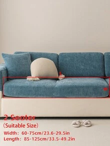 1pc Chenille Sofa Cover, Anti-Scratch, Anti-Slip, Elastic, Suitable For 1-4 Seater Sofa - Navy Blue - View 15