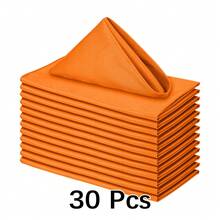 10/20/30pcs 100% Polyester Soft Washable Cloth Napkins, Suitable For Valentine's Day, Hotel Dinner, Wedding, Restaurant And Party (30cm*30cm/35cm*35cm/43cm*43cm/50cm*50cm) - Orange - View 13