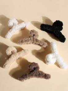 5/6/8/10pcs Oversized Plush Hair Claw Clips, Simple & Comfortable Slouchy Chic Hairstyle Accessories, Suitable For Commute, Casual, Vacation, Fashion Hair Clips Fall Fashion Hair Claw Autumn Hair Accessories Fuzzy Hair Clutch Elegant Clips For Hair - Multicolor - View 2