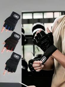 1 par de mancuernas, guantes de levantamiento de pesas para gimnasio, guantes de fitness de media dedos para culturismo, protección de palma, adecuados para entrenamiento deportivo de hombres y mujeres, accesorios de gimnasio sin dedos, gimnasio, entrenamiento en casa, guantes de gimnasio para mujeres, guantes de gimnasio, guantes de gimnasio para hombres, gran regalo de Navidad y Año Nuevo para familiares y amigos en invierno - Líneas blancas y negras - Ver 2