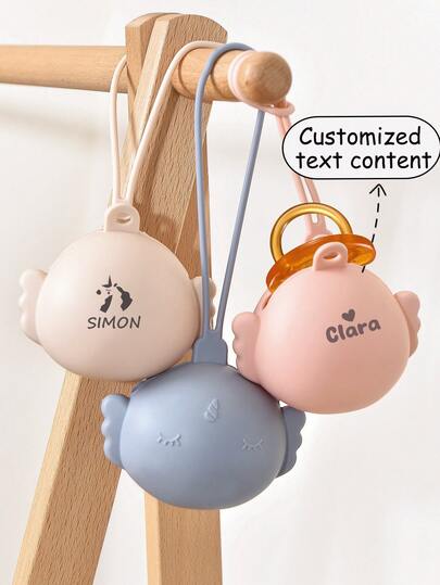 1 pieza Estuche de chupete de silicona personalizado, diseño de unicornio de dibujos animados, anti-contaminación, anti-polvo, anti-caída, portátil, regalo personalizado para hombres y mujeres