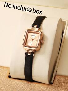 LIANDU LIANDU 女士腕表，时尚简约，优雅方形表壳，PU皮表带，搭配精致迷人的小表盘，适合日常佩戴，也是理想的送礼佳品。 - 黑色 - 查看 7