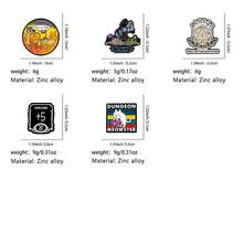 5pcs/Set Cute Enamel Pin Lapel Pins Badges On Backpack Women's Brooch Zinc Alloy Clothes Gift Jewelry Fashion Accessories - Black - View 2