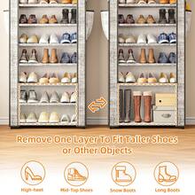 Tomnk 10-Tier Shoe Rack, Shoe Storage Cabinet With Dustproof Cover, Free-Standing Shoe Storage Organizer For Closet, Entryway, Hold 40-50 Pairs Of Shoes, For Sneakers, High Heels, Grey - Xám - Xem 5