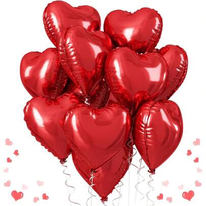 10/20/30/40/50pcs 18 Inch Red Heart Balloons Valentine's Day Heart Shape Foil Mylar Balloons Decoration For Romantic Valentine's Day Wedding Bridal Shower Anniversary Engagement Party Supplies