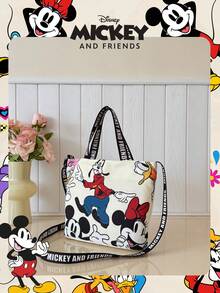 1pc Disney Officially Licensed Mickey Mouse Printed Cartoon Candy Bag, Children's Handbag, Girl's Cute Cartoon Tote Bag, Casual Canvas Shoulder Bag, Convenient For Daily Use And Shopping - Suitable For Children/Boys/Girls, Perfect For Daily/Shopping - White - View 8
