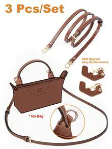 Mini Leather Strap Set Women's Wallet Shoulder Strap Set Handbag Crossbody Strap Travel Essentials - Brown - View 2