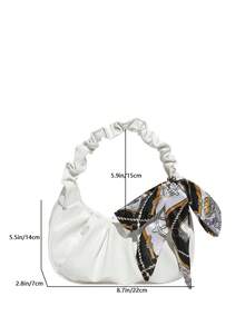 Elegant Pleated Handbag, Suitable For Home, Shopping, Mini Solid Color Pleated Handbag, Ladies Solid Color Cloud Crescent Handbag - White - View 2