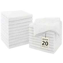 Washcloths - 20 Pack - Face Towels 12" X 12" Highly Soft Wash Cloths And Hand Towels Fast Drying Multi-Purpose Microfiber Cleansing Cloths For Bathroom Hotel Spa And Salon - White - White - View 1