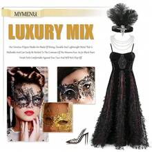Máscara de Mascarada MYMENU para Mujeres, Máscara de Metal con Brillantes Rhinestones, Máscara Veneciana para Fiesta, Baile de Graduación - PhoenixSilver - Ver 7