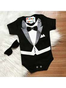 Baby Boss Baby Bodysuit + Glasses Monthly Milestone Costume - Nhiều màu - Xem 5