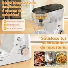 KOKILA Batidora de pie multifuncional de 6,5 cuartos con 10 configuraciones de velocidad - incluye un gancho para masa, batidor y paleta para mezclar, adecuada para hornear, hacer pasteles, etc. - diseño de cabezal inclinable fácil de usar, base antideslizante, tazón para mezclar de acero inoxidablee, pasteles, galletas, pizza, magdalenas, ensaladas y mucho más - Plateada - Tipo de Enchufe A USA (110-127V) - Ver 3