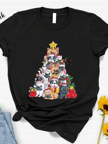 French Bulldog Christmas Tree Shirt, Animal Lover, Ugly Christmas, Dog Christmas Gift, Bulldog Lover - Negro - Ver 1