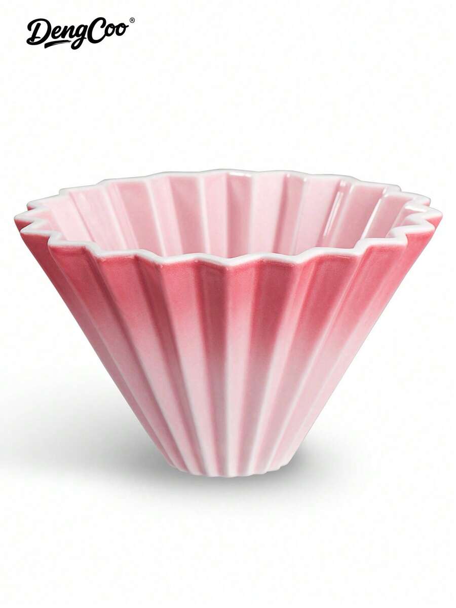 Dengcoo 1 chiếc cốc nhỏ giọt hình nón bằng gốm, cốc lọc cà phê kiểu gradient, dụng cụ pha cà phê rót thủ công kèm giá đỡ, phễu, cốc lọc bánh, phụ kiện pha cà phê, đồ dùng học tập - Cốc lọc bằng gốm - Xem 1