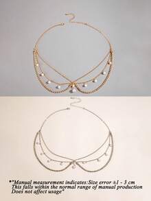 Chaîne de tête de luxe, coiffe de mariage de style bohème à la mode, coiffe dorée, bijoux pour fille - Multicolore - Voir 15