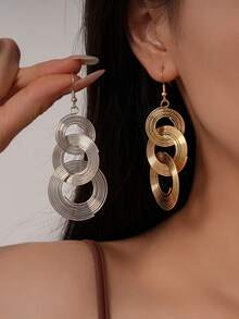 一对镂空圆形流苏耳环，奢华优雅的耳钩，时尚别致的耳环，适合婚礼、晚宴、音乐节、节日和日常佩戴。 - 彩色 - 查看 2