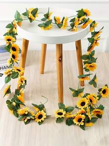 26头仿真向日葵吊挂花环 | 90.55英寸（2.3米）仿真向日葵藤蔓，人造花环，完美适用于派对装饰 - 情人节、生日、毕业典礼、春季装饰、送给妈妈的礼物、婚礼装饰、婚礼配饰、卧室、餐桌、送给闺蜜的礼物、家居装饰、卧室配饰、仿真花、仿真植物、客厅装饰、生日礼物、客厅家居装饰 - 一包 - 查看 2