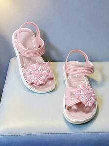 可爱水钻蝴蝶结露趾凉鞋，透气舒适，适合女孩海滩度假 - 粉色 - 查看 4