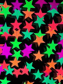 4pcs Extra Large Glow In The Dark Party Supplies, Neon Party Decorations, 3.3 X 6.6 Ft Purple, Yellow And Orange Star Metallic Tinsel Curtains, Photo Backdrop, Birthday Party Decor, Each Length 4m/13.12ft - Multicolor - View 8