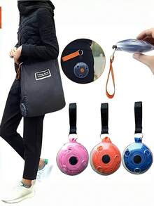 1pc Large Capacity Foldable Reusable Shopping Bag - Ultra-Portable With Convenient Storage Case, Space-Saving Disc Design, And Rolls Up Compactly For Travel, Shopping, And Daily Errands