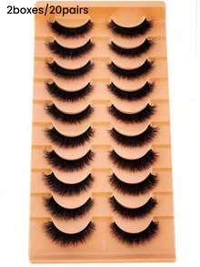 10 对柔软蓬松自然 3D 水貂假睫毛化妆套装，水貂睫毛延长，短睫毛 - 自然纖長款 - 查看 9