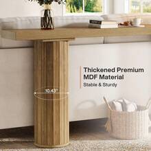 LITTLE TREE Mesa consola extra larga de 160 cm, mesa de entrada rectangular, mesa de sofá de madera para detrás del sofá, mesa de entrada de madera de estilo rústico para sala de estar, pasillo - Marrón - Ver 8