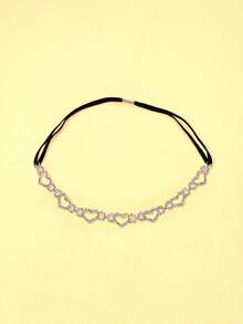 1pc Sexy Fashion Single Row Heart Rhinestone Leg Chain Elastic Band, Personalized Sparkling Crystal Body Chain For Women - Multicolor - View 2