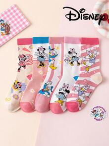 5/1雙 Disney 女款刺繡可愛米奇家族春/夏中筒襪 卡通創意襪 適合各種場合 - 彩色 - 查看 2