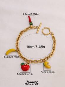 1pc Bohemian Style Stainless Steel Bracelet, Women's Mango, Banana, Apple, Chili Pendant Bracelet, Party Gift Fruit Pendant Chain Bracelet, Suitable For Women's Daily Wear - Bracelet - View 6