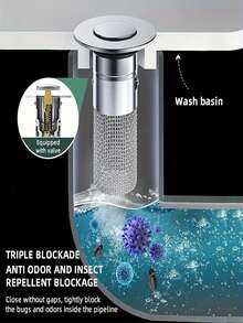 1/2/4件装不锈钢弹跳式水槽排水过滤器，带可拆卸滤篮 - 适用于浴缸/淋浴排水盖，可收集毛发，易于卡入式更换塞，用于清除堵塞物（无需化学品/易于清洁） - 銀色 - 查看 12