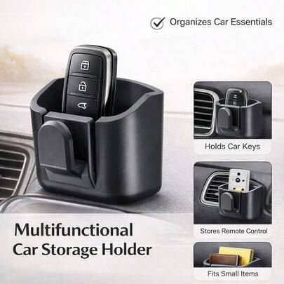 Car Center Console Organizer, Multifunctional Dashboard Storage Box With Adhesive For Car Keys, Remote Control, Cards, Receipts, Small Items – Fits Most Vehicles, No Drilling Required