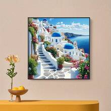 5D圆形钻石画DIY，美丽风景，全钻钻石画，方圆钻石画套装，手工家居办公墙面装饰礼品 - 彩色 - 查看 4