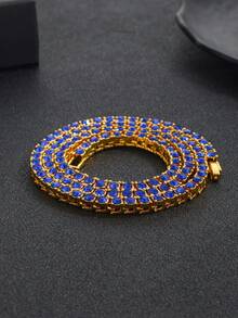 时尚嘻哈彩色网球链项链，适合男士日常佩戴、派对、街头说唱配饰