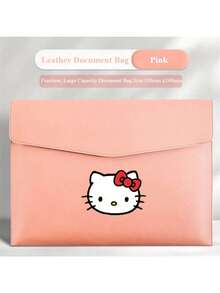 1pc Sanrio Hello Kitty Leather Clutch Bag Document Bag (Black) - Large Capacity File Organizer Pouch, 330x240mm, Cute Cartoon Pattern Office School Stationery Bag - Multicolor - View 4
