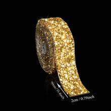 1 Roll DIY Self-Adhesive Rhinestone Tape, Silver Resin Rhinestone Strips, Diamond Crystal Rhinestone Tape Sticker, Shiny Rhinestones, Suitable For Crafts, Fabrics, Cars, Clothing, Bottles, Cakes, Phones, Birthdays, Wedding Decorations (Silver) - Silver - View 15