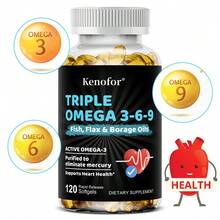 Kenofor Triple Omega-3, 6, And 9 Fatty Acids - Beneficial For Overall Health, Skin, And Mood Improvement - Suitable For Both Men And Women - 120 Softgel Capsules - 1 chai - Xem 9