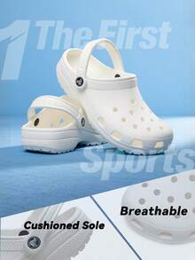 Crocs Classic Clog Sandals, Lightweight Unisex Beach Walking Outdoor Casual Slip-On Shoes 10001-100 - White - View 1