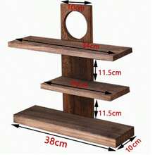 一体式实木多层首饰架，可作水杯架、收纳架、秋季装饰壁挂架、收纳托盘、首饰托盘、首饰展示架、装饰展示架、中号梅洛风格收纳托盘架、复古架 - 棕色 - 查看 4