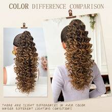 Claw Shaped Ponytail Extension Hair Accessory Black Brown Burgundy Gradient Brown Gradient Burgundy 20 Inch Long Wave Heat-Resistant Fiber Synthetic Ponytail Wig, Suitable For Women's Christmas, Halloween Music Festival Parties And Daily Use - Two-Tone - View 10