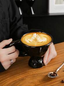 1pc Premium Design Stemware, Ceramic Material, Unique Design Coffee Cup, Suitable For Home, Office, Cafe Use - Multicolor - View 4