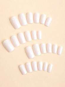 120Pcs White Press On Nails Short Medium Square Wearable Fake Nails Tips Full Cover False Nails Finger Decoration Office Daily Wear False Nails. Nail Supplies Nails - trắng - Xem 3
