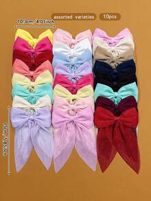 10 piezas de pasadores de pelo con moño estilo coreano y de colores aleatorios, accesorios de pelo asequibles para uso diario - Multicolor - Ver 6