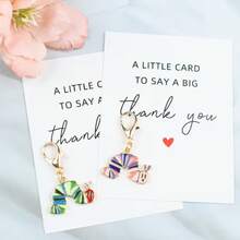 Tarjeta de agradecimiento, llavero colorido y adorable, tarjeta postal pequeña para el Día del Maestro, aprecio a los empleados, aliento y bendición para amigos cercanos - Azul cielo - Ver 4