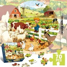 Giant Floor Puzzles Farm Animals 70 Pieces For Kids,58x58cm/22.83x22.83inch Large Size Round Jigsaw Puzzle For Toddlers, Birthday Toys Gifts For Girls Boys - Multicolor - View 2