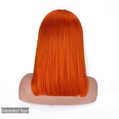 180% Density Real Human Blended Hair Wig 13x4 Lace Front Wigs Human Blended Hair Straight Human Blended Hair Wig With Baby Hair HD Transparent Lace Front Wigs Human Blended Hair Pre Plucked Frontal Wigs Human Blended Hair 8-36inch Ginger Orange 350