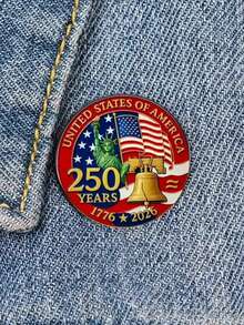 美国建国250周年（1776-2026）纪念徽章 - 爱国主义收藏纪念别针，饰有自由女神像和自由钟 - 彩色 - 查看 2