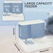 1个自动宠物喂食器和饮水器 - 让您的猫狗轻松进食和补充水分！ - 2.8L糧-1L水 - 查看 3